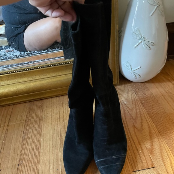 Suede slouch heeled boots - Picture 4 of 4